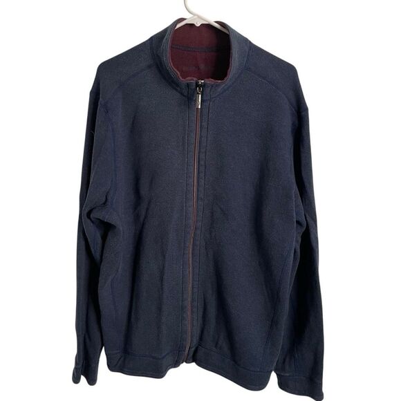 Tommy Bahama Mens Flipshore Jacket Full XL Zip Burgundy Navy Blue Reversible - Picture 1 of 9